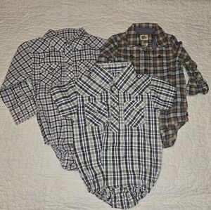 18M Plaid Baby Bodysuit Set